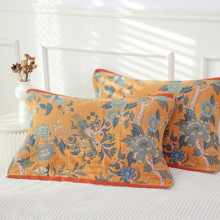 91家纺网 家纺一手货源 找家纺 （总）朴尔家纺-毛巾被2025新款彩棉国潮风全棉六层纱布枕巾