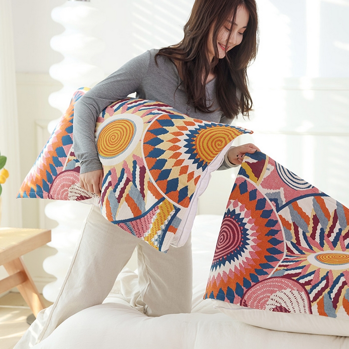 91家纺网 家纺一手货源 找家纺 （总）朴尔家纺-毛巾被2025新款彩棉国潮风全棉六层纱布枕巾