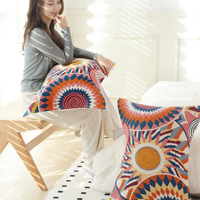 91家纺网 家纺一手货源 找家纺 （总）朴尔家纺-毛巾被2025新款彩棉国潮风全棉六层纱布枕巾