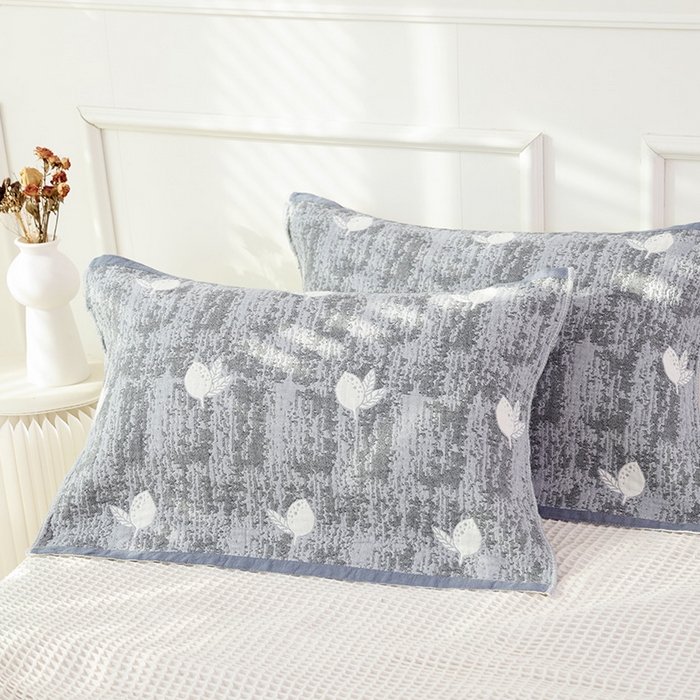 朴尔家纺-毛巾被2025新款彩棉国潮风全棉六层纱布枕巾 柠香-灰枕巾