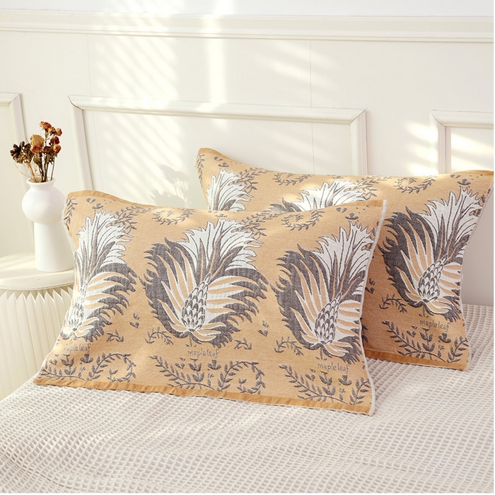 朴尔家纺-毛巾被2025新款彩棉国潮风全棉六层纱布枕巾 似锦-枕巾