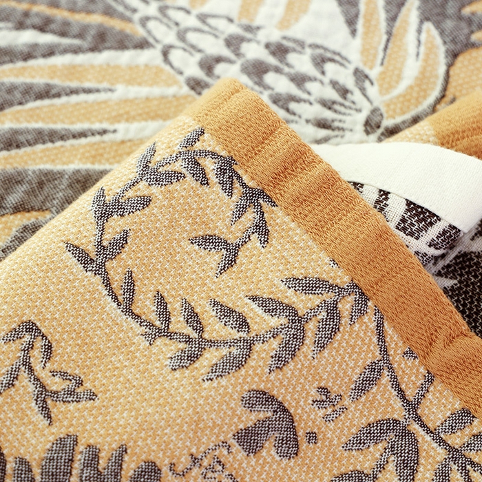 91家纺网 家纺一手货源 找家纺 朴尔家纺-毛巾被2025新款彩棉国潮风全棉六层纱布枕巾 似锦-枕巾