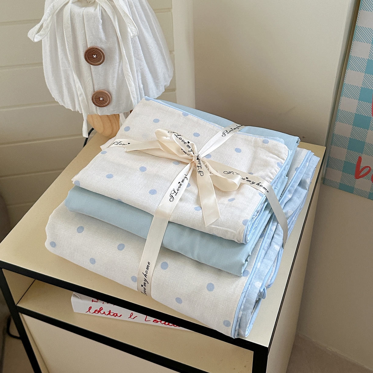 91家纺网 家纺一手货源 找家纺 麦伦家居 2025新品嵌绳款全棉双层纱四件套 苏打奶泡-米