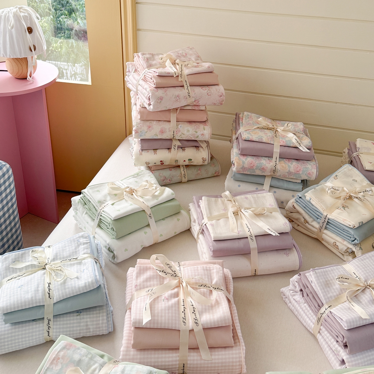 麦伦家居 2025新品嵌绳款全棉双层纱四件套 组合图