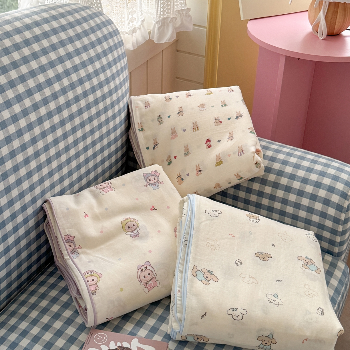 91家纺网 家纺一手货源 找家纺 麦伦家居 2025新品嵌绳款全棉双层纱四件套 组合图