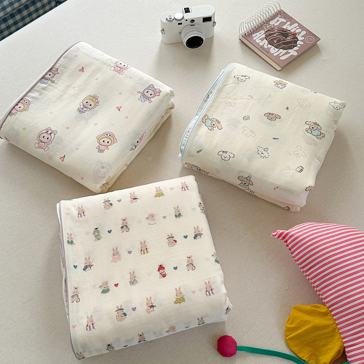 91家纺网 家纺一手货源 找家纺 麦伦家居 2025新品嵌绳款全棉双层纱四件套 组合图