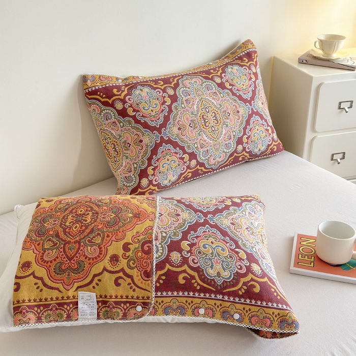 91家纺网 家纺一手货源 找家纺 （总）朴尔家纺-毛巾被2025新款半包可调节暗扣魔术全棉三层纱布枕巾