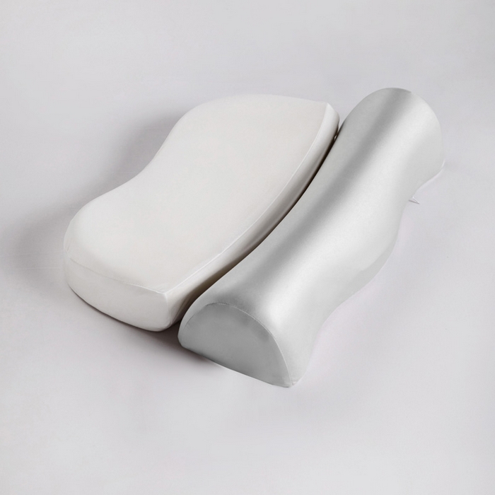 91家纺网 家纺一手货源 找家纺 靓星家纺 2025新款牵引记忆枕芯锦氨透气凉感零压深睡记忆牵引按摩枕芯枕头 白+灰