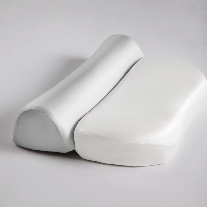 91家纺网 家纺一手货源 找家纺 靓星家纺 2025新款牵引记忆枕芯锦氨透气凉感零压深睡记忆牵引按摩枕芯枕头 白+灰