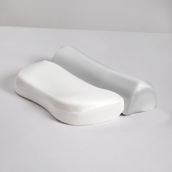 91家纺网 家纺一手货源 找家纺 靓星家纺 2025新款牵引记忆枕芯锦氨透气凉感零压深睡记忆牵引按摩枕芯枕头 白+灰