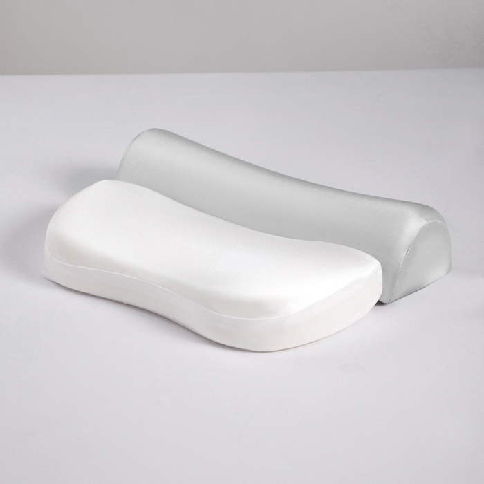 91家纺网 家纺一手货源 找家纺 靓星家纺 2025新款牵引记忆枕芯锦氨透气凉感零压深睡记忆牵引按摩枕芯枕头 白+灰