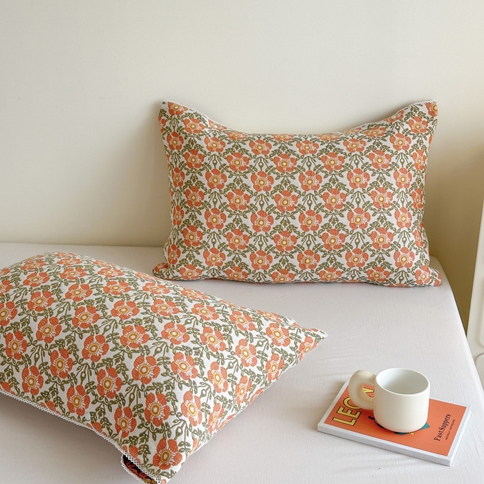 91家纺网 家纺一手货源 找家纺 朴尔家纺-毛巾被2025新款半包可调节暗扣魔术全棉三层纱布枕巾 连枝花卉