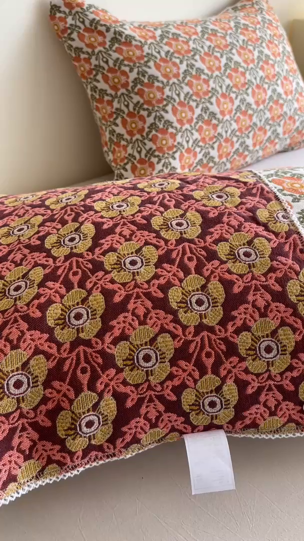 91家纺网 家纺一手货源 找家纺 朴尔家纺-毛巾被2025新款半包可调节暗扣魔术全棉三层纱布枕巾 连枝花卉