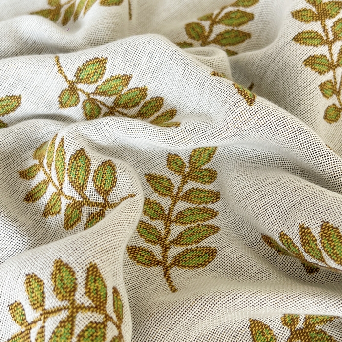 91家纺网 家纺一手货源 找家纺 朴尔家纺-毛巾被2025新款半包可调节暗扣魔术全棉三层纱布枕巾 朴素树叶