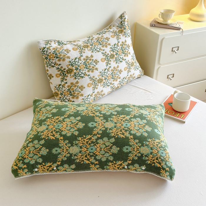 91家纺网 家纺一手货源 找家纺 朴尔家纺-毛巾被2025新款半包可调节暗扣魔术全棉三层纱布枕巾 一簇鲜花