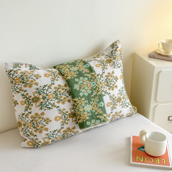 91家纺网 家纺一手货源 找家纺 朴尔家纺-毛巾被2025新款半包可调节暗扣魔术全棉三层纱布枕巾 一簇鲜花