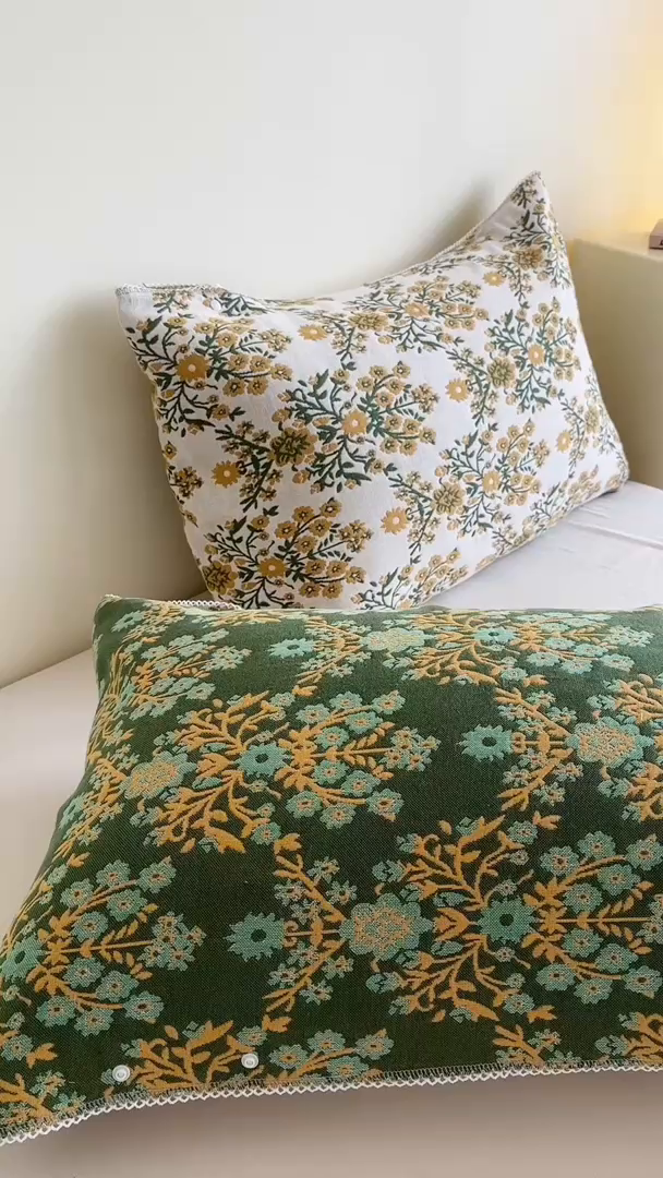 91家纺网 家纺一手货源 找家纺 朴尔家纺-毛巾被2025新款半包可调节暗扣魔术全棉三层纱布枕巾 一簇鲜花