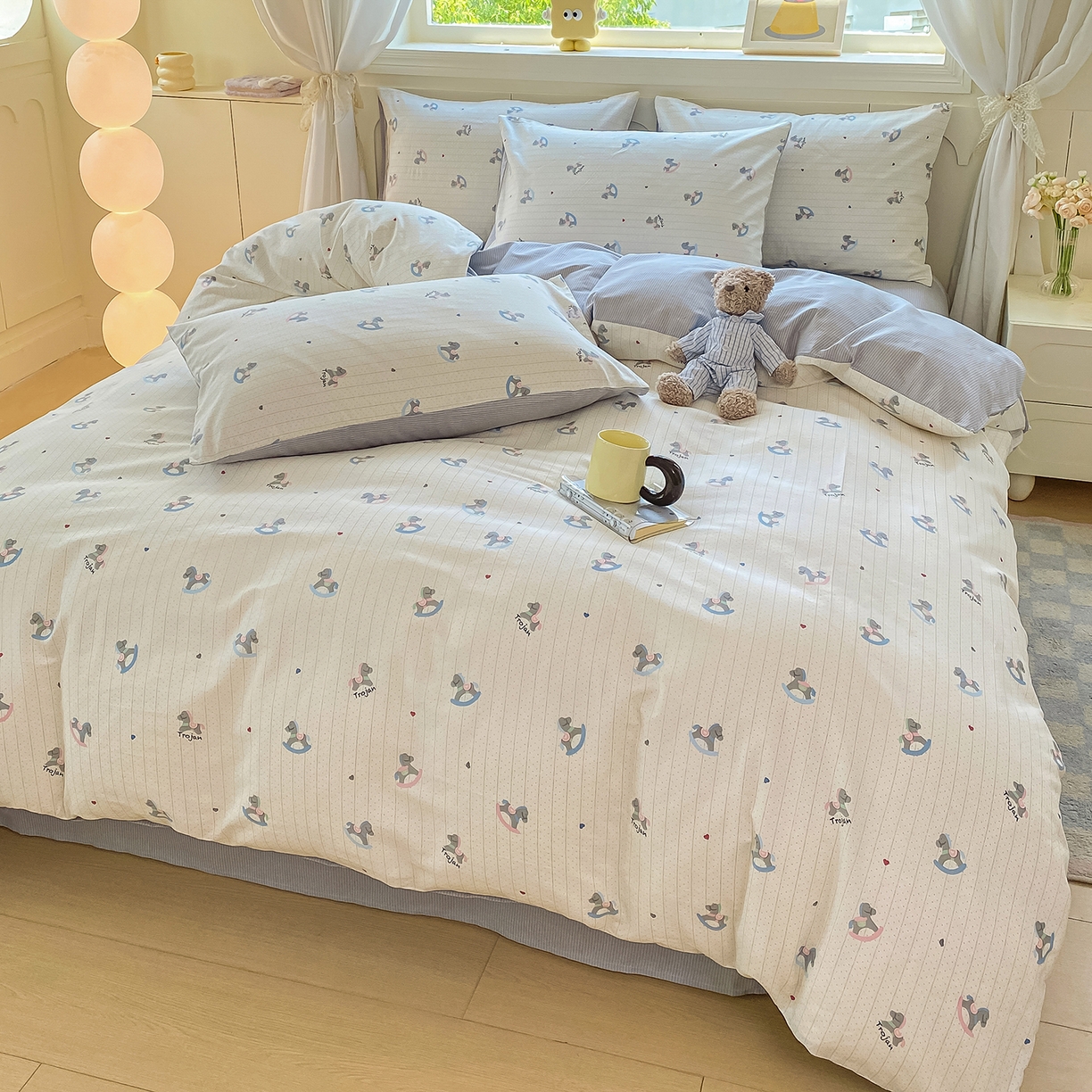 91家纺网 家纺一手货源 找家纺 （总）黑马家居 2025新款13070全棉田园小清新四件套系列