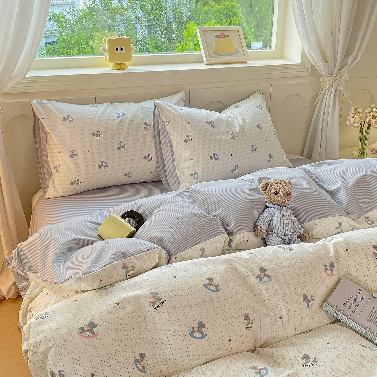 91家纺网 家纺一手货源 找家纺 （总）黑马家居 2025新款13070全棉田园小清新四件套系列