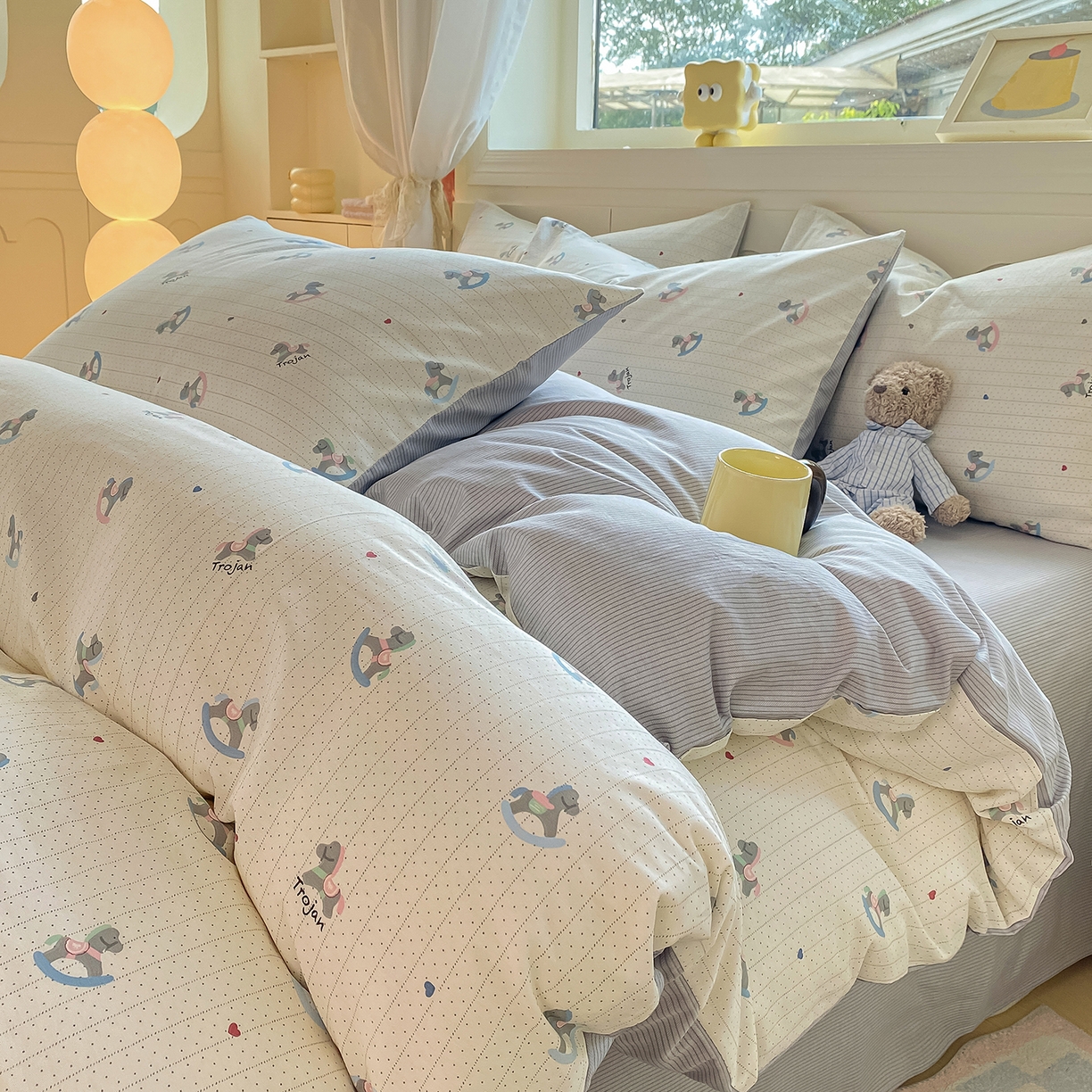 91家纺网 家纺一手货源 找家纺 黑马家居 2025新款13070全棉田园小清新单品被套系列 花漾