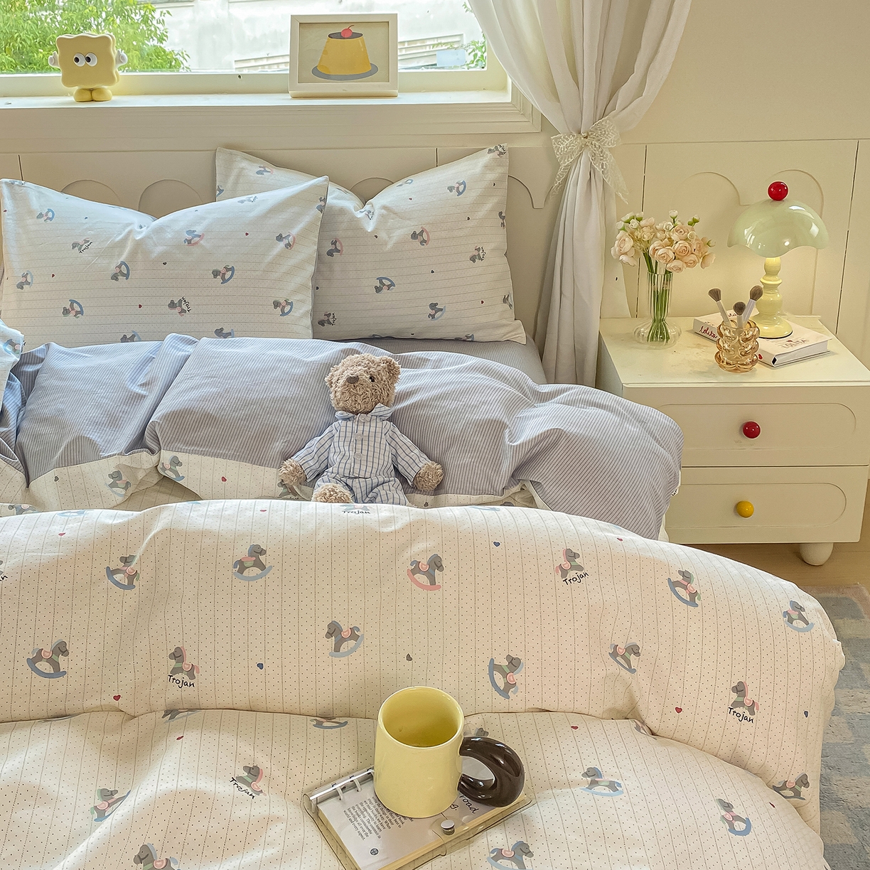 91家纺网 家纺一手货源 找家纺 黑马家居 2025新款13070全棉田园小清新单品被套系列 花漾