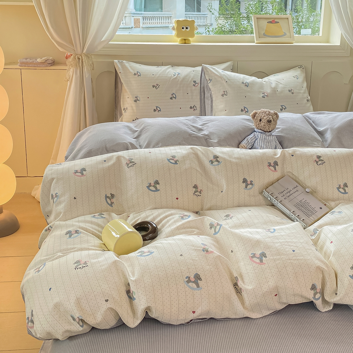 91家纺网 家纺一手货源 找家纺 黑马家居 2025新款13070全棉田园小清新单品被套系列 花漾