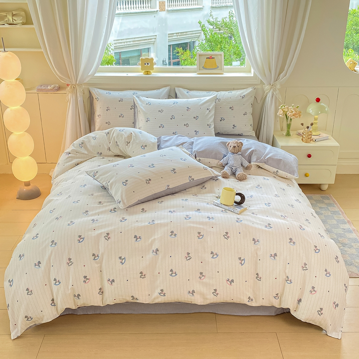 91家纺网 家纺一手货源 找家纺 黑马家居 2025新款13070全棉田园小清新四件套系列 花漾