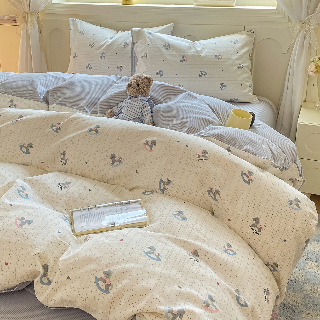 91家纺网 家纺一手货源 找家纺 黑马家居 2025新款13070全棉田园小清新四件套系列 花漾