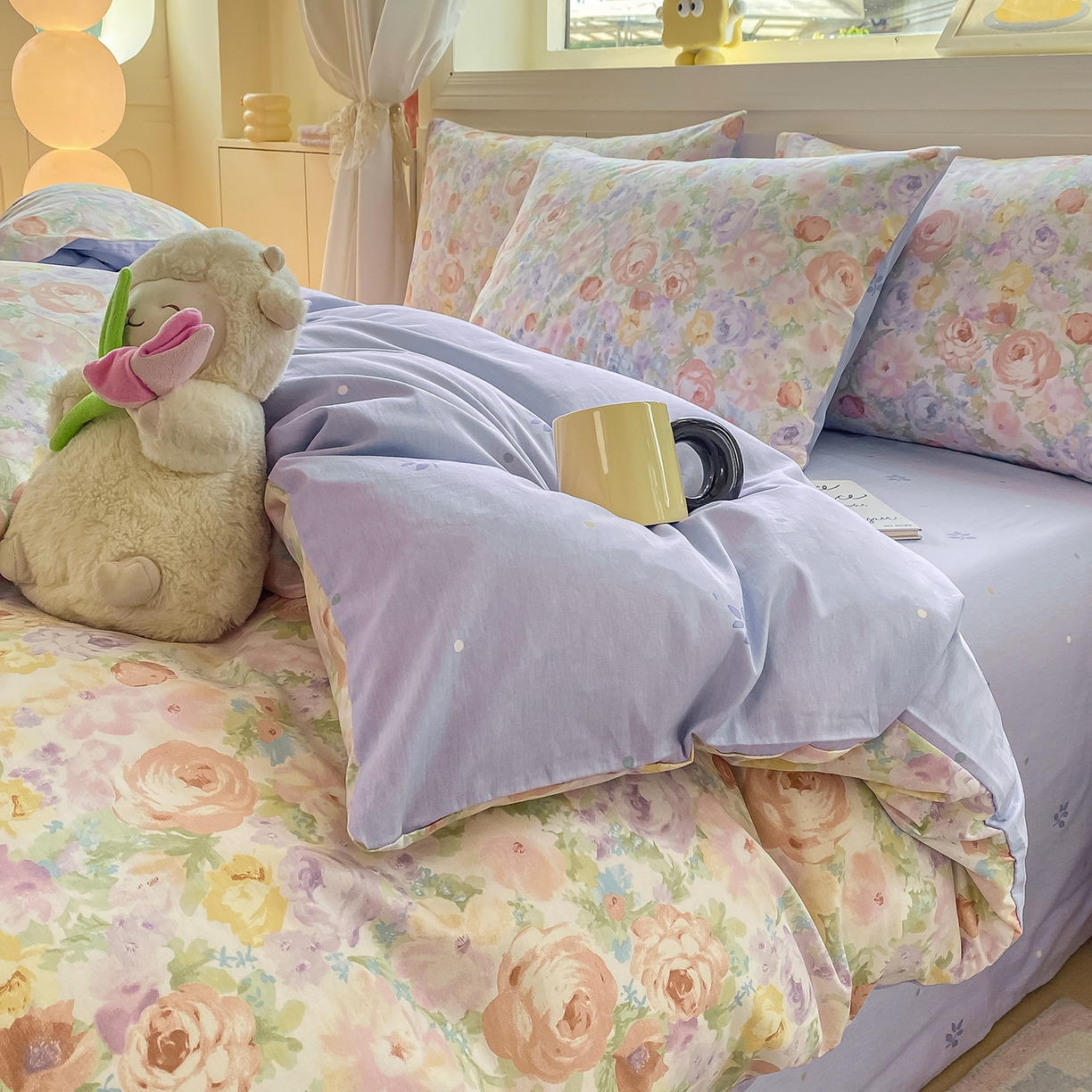 91家纺网 家纺一手货源 找家纺 黑马家居 2025新款13070全棉田园小清新单品被套系列 花漾