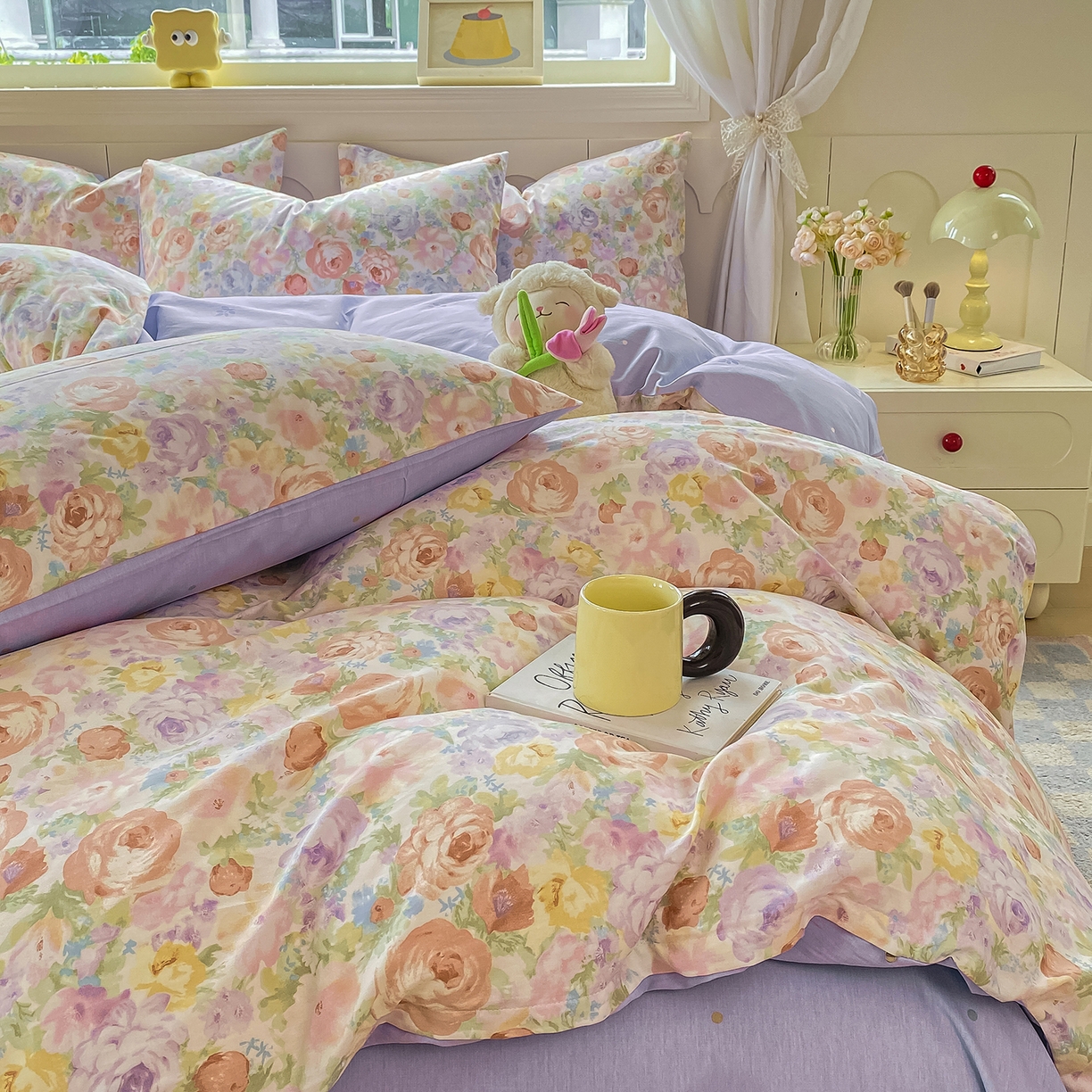 91家纺网 家纺一手货源 找家纺 黑马家居 2025新款13070全棉田园小清新单品被套系列 花漾