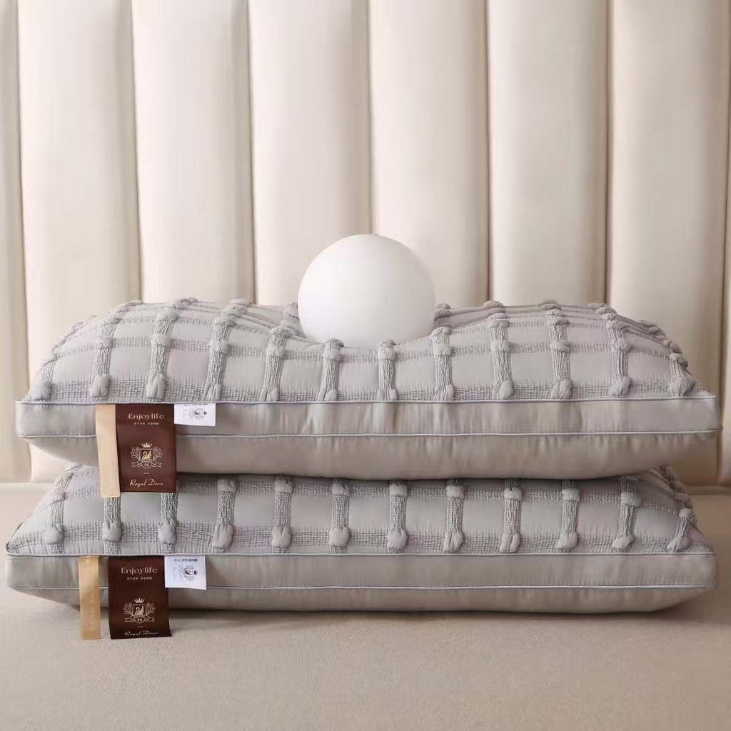 91家纺网 家纺一手货源 找家纺 云熙枕业 2025新款酒店家用泡芙小方格立体枕枕头枕芯 泡芙小方格立体枕-灰色