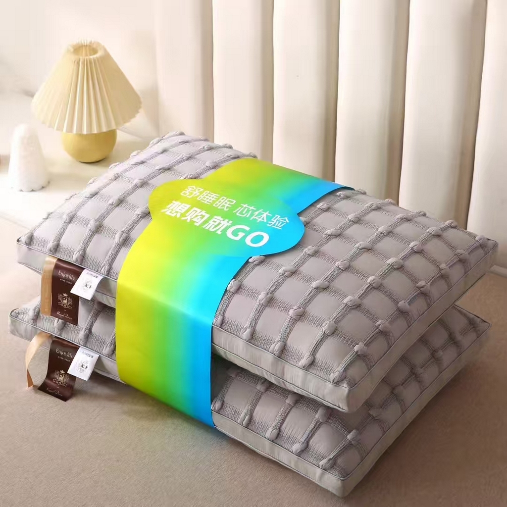 91家纺网 家纺一手货源 找家纺 云熙枕业 2025新款酒店家用泡芙小方格立体枕枕头枕芯 泡芙小方格立体枕-灰色