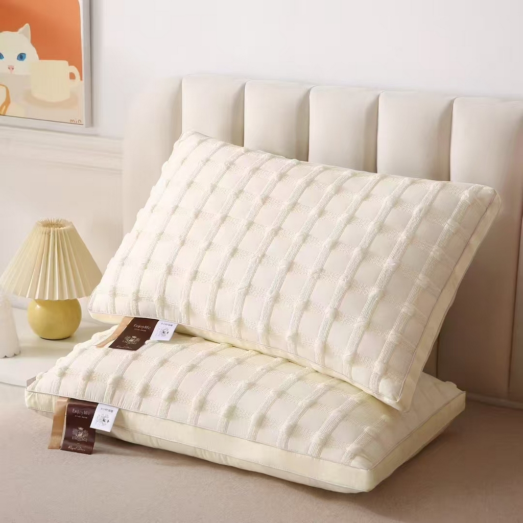 91家纺网 家纺一手货源 找家纺 云熙枕业 2025新款酒店家用泡芙小方格立体枕枕头枕芯 泡芙小方格立体枕-白色