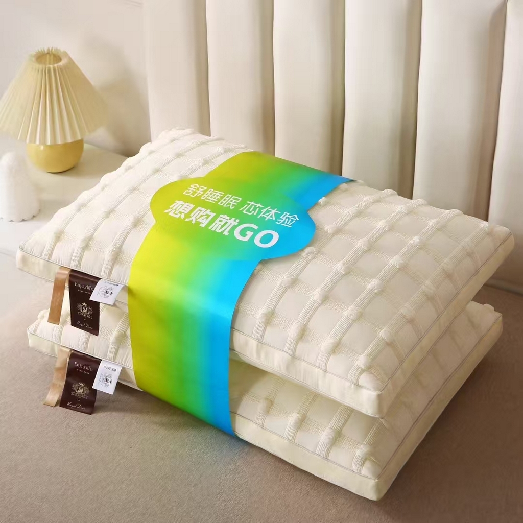 91家纺网 家纺一手货源 找家纺 云熙枕业 2025新款酒店家用泡芙小方格立体枕枕头枕芯 泡芙小方格立体枕-白色