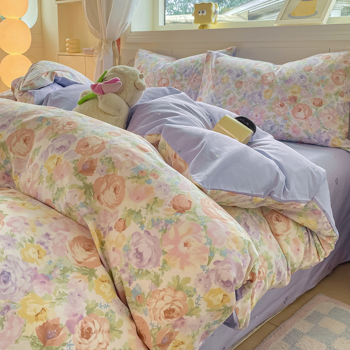 91家纺网 家纺一手货源 找家纺 黑马家居 2025新款13070全棉田园小清新单品被套系列 花漾