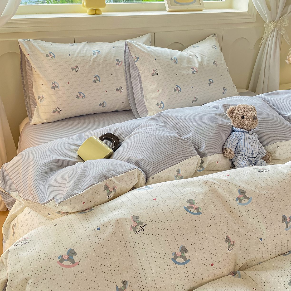 91家纺网 家纺一手货源 找家纺 黑马家居 2025新款13070全棉田园小清新四件套系列 花漾