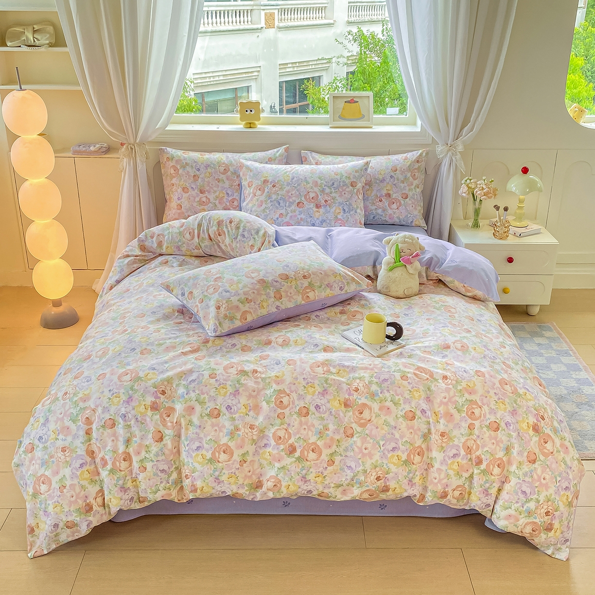 91家纺网 家纺一手货源 找家纺 黑马家居 2025新款13070全棉田园小清新四件套系列 花漾