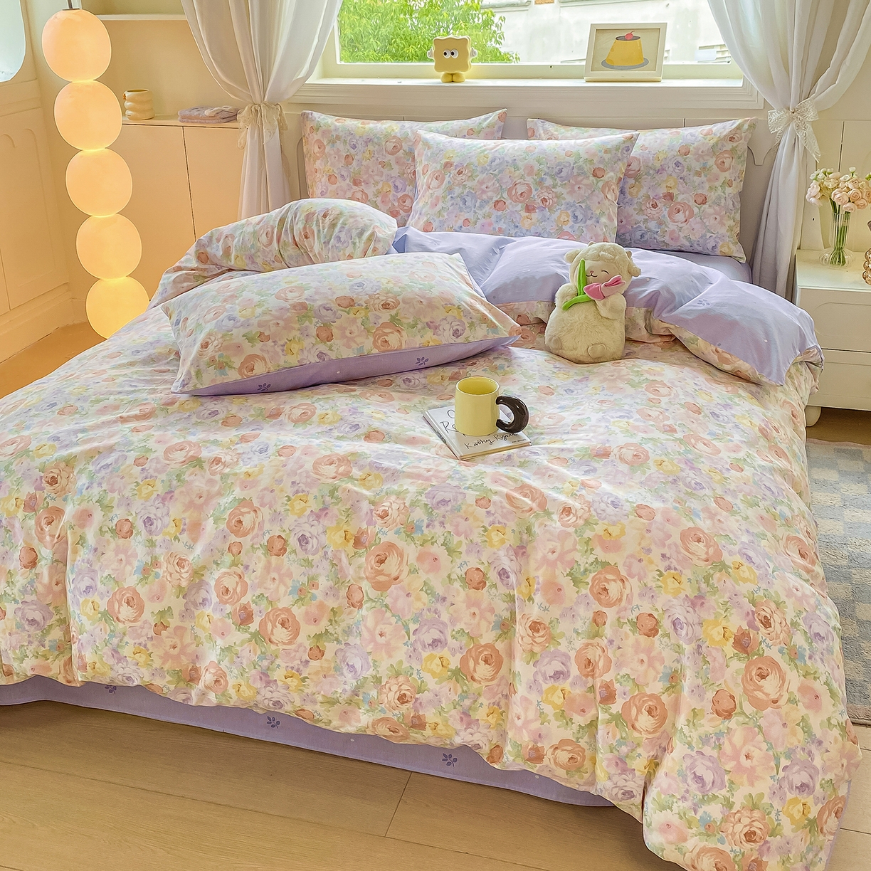 91家纺网 家纺一手货源 找家纺 黑马家居 2025新款13070全棉田园小清新四件套系列 花漾