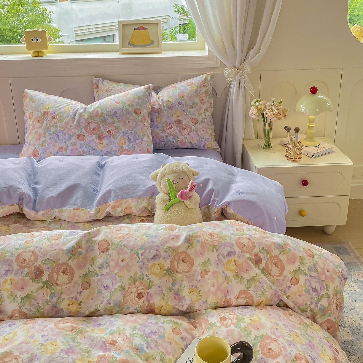 91家纺网 家纺一手货源 找家纺 黑马家居 2025新款13070全棉田园小清新四件套系列 花漾