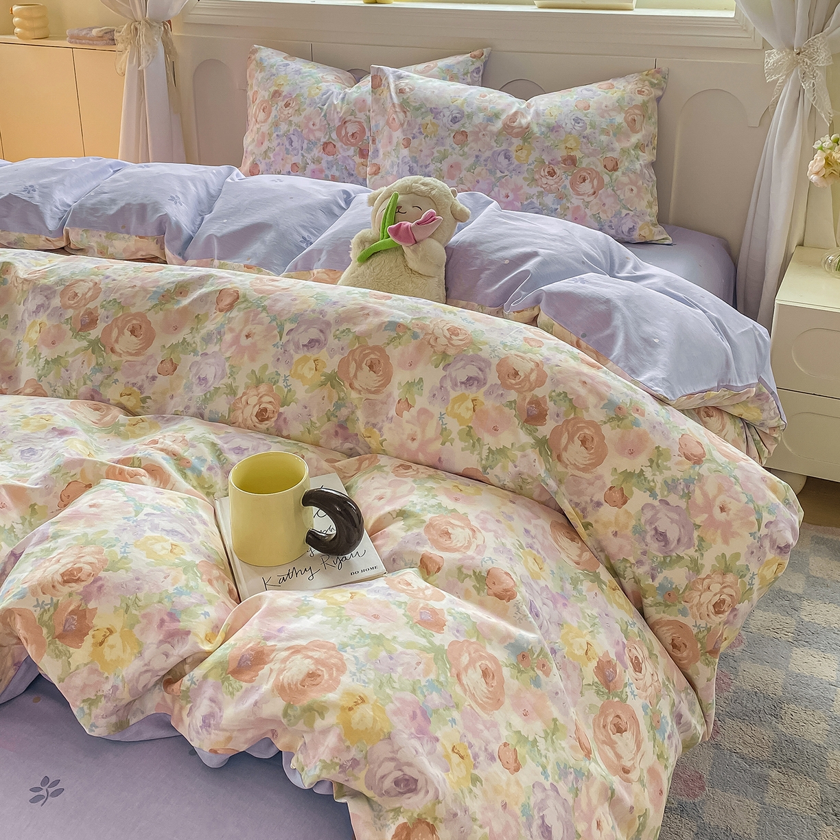 91家纺网 家纺一手货源 找家纺 黑马家居 2025新款13070全棉田园小清新四件套系列 花漾