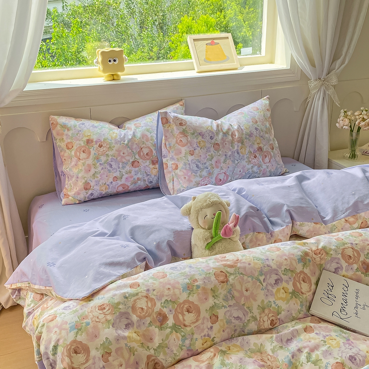 91家纺网 家纺一手货源 找家纺 黑马家居 2025新款13070全棉田园小清新四件套系列 花漾