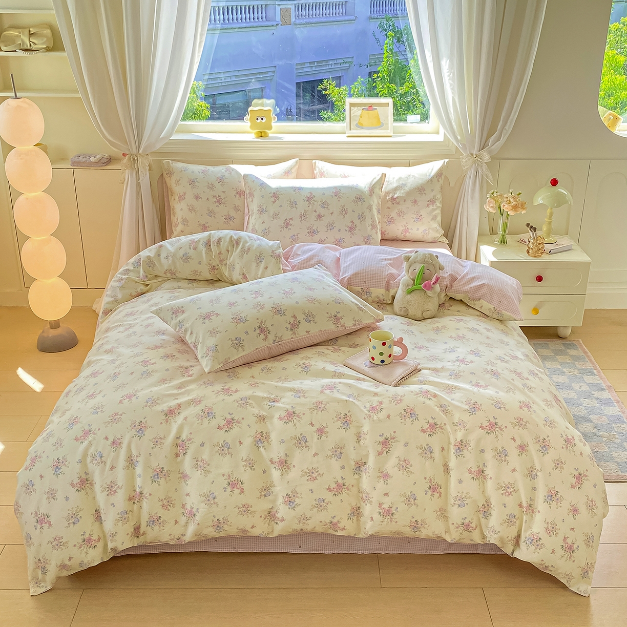 91家纺网 家纺一手货源 找家纺 黑马家居 2025新款13070全棉田园小清新单品被套系列 花漾