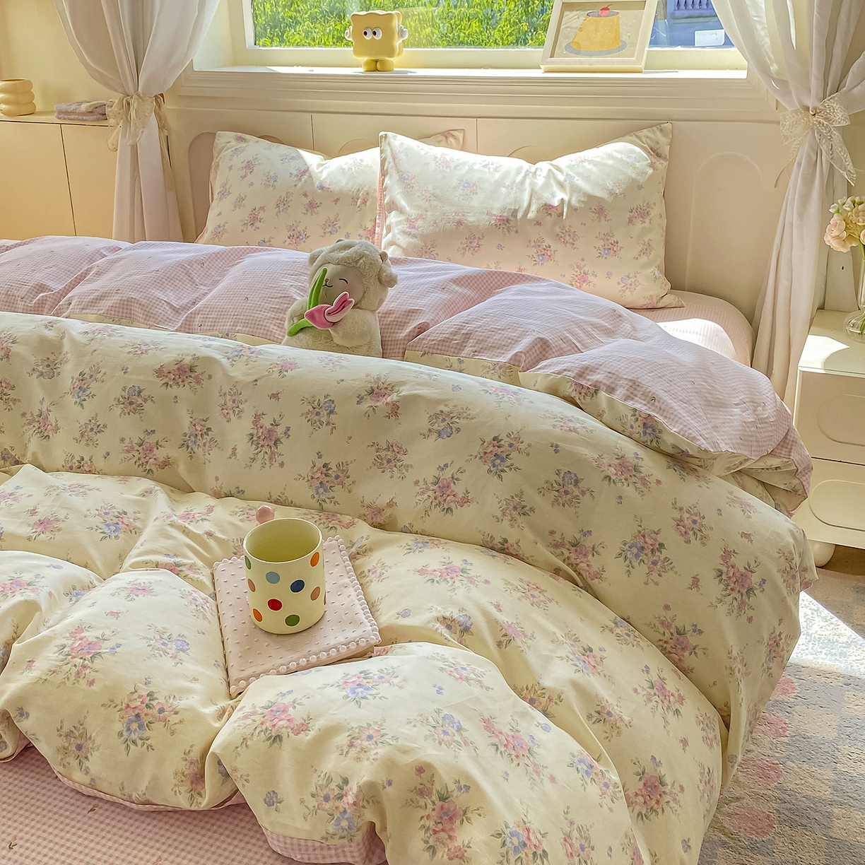 91家纺网 家纺一手货源 找家纺 黑马家居 2025新款13070全棉田园小清新单品被套系列 花漾