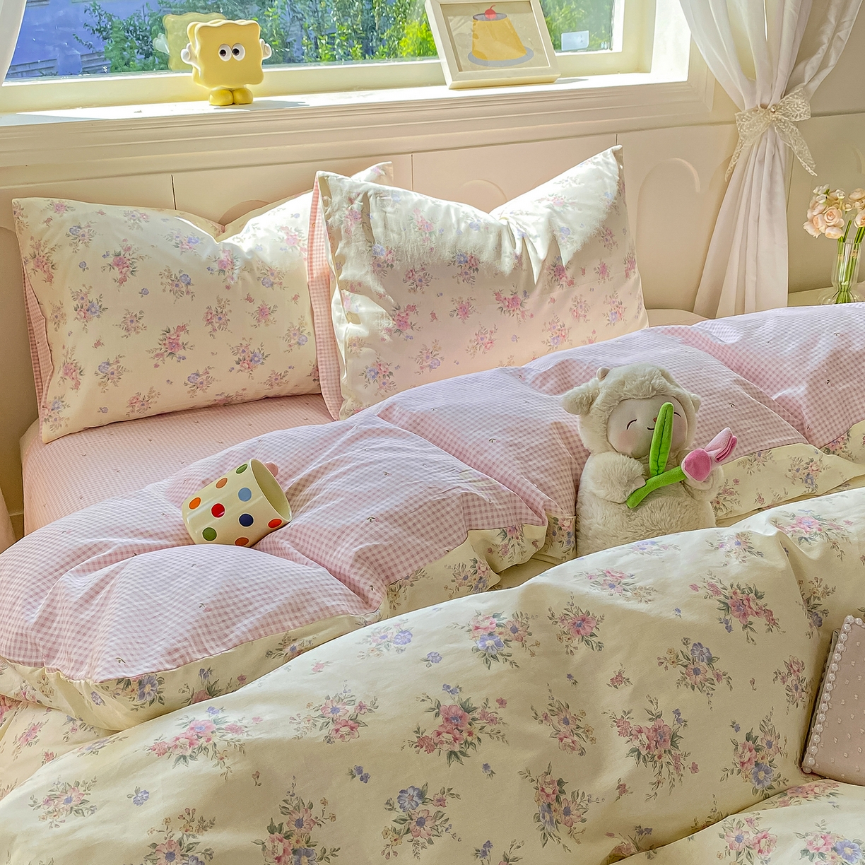 91家纺网 家纺一手货源 找家纺 黑马家居 2025新款13070全棉田园小清新单品被套系列 花漾