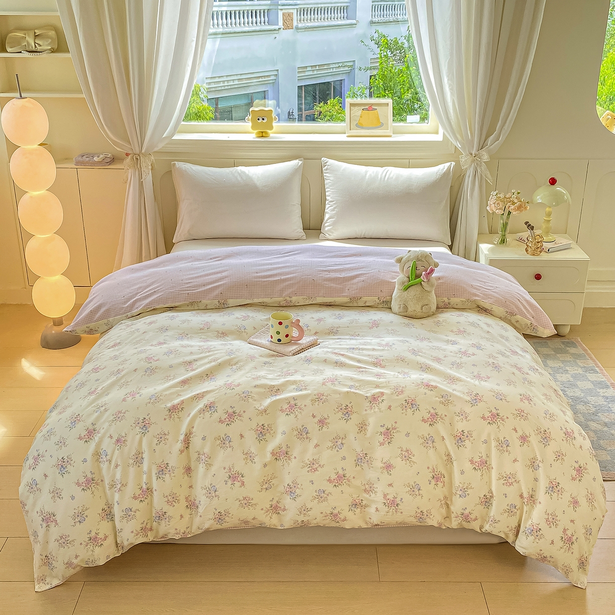 91家纺网 家纺一手货源 找家纺 黑马家居 2025新款13070全棉田园小清新四件套系列 花漾