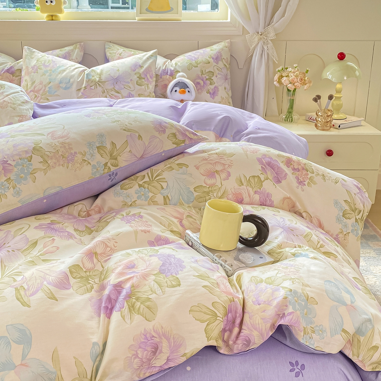 91家纺网 家纺一手货源 找家纺 黑马家居 2025新款13070全棉田园小清新单品被套系列 花漾