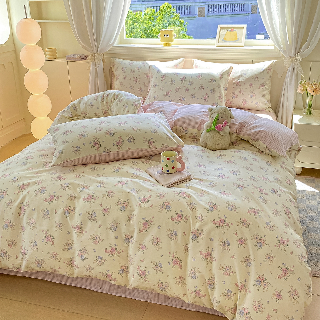 91家纺网 家纺一手货源 找家纺 黑马家居 2025新款13070全棉田园小清新四件套系列 花漾