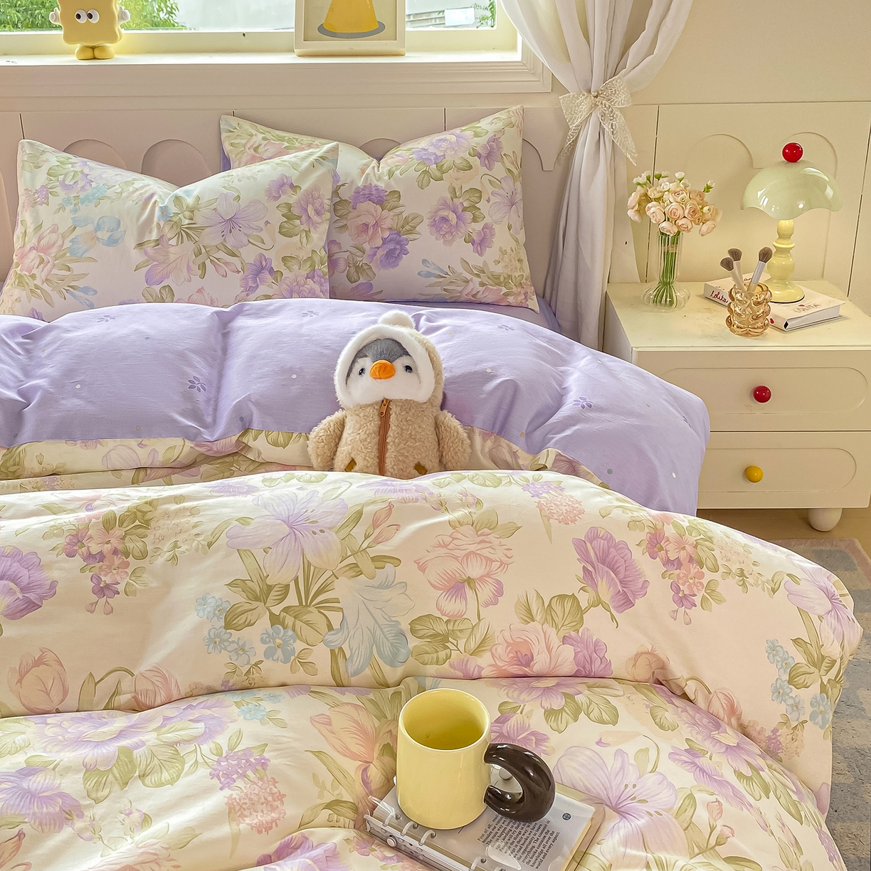 91家纺网 家纺一手货源 找家纺 黑马家居 2025新款13070全棉田园小清新单品被套系列 花漾