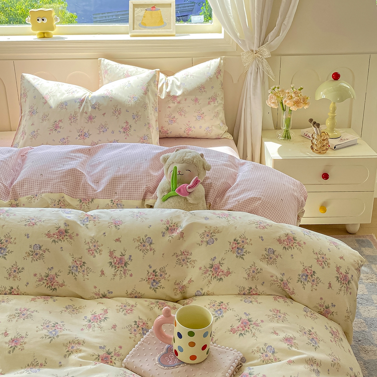 91家纺网 家纺一手货源 找家纺 黑马家居 2025新款13070全棉田园小清新四件套系列 花漾