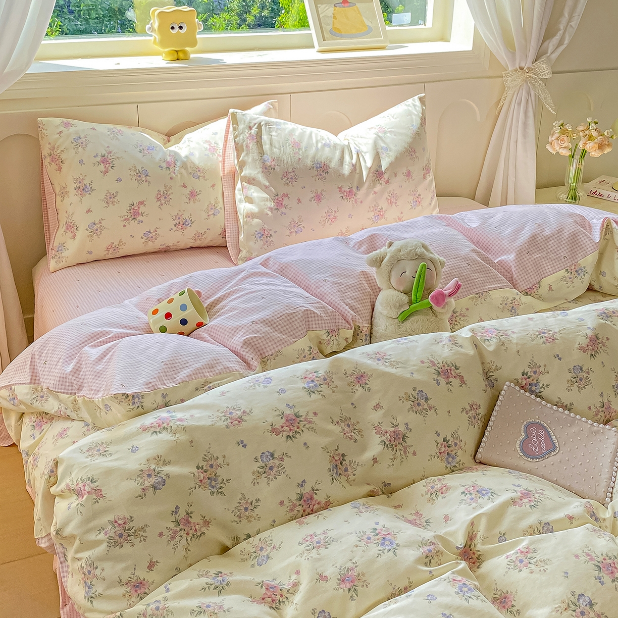 91家纺网 家纺一手货源 找家纺 黑马家居 2025新款13070全棉田园小清新四件套系列 花漾